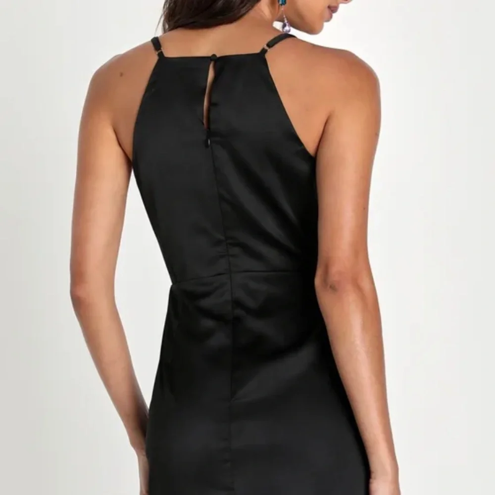 NWT Lulus Black Dress Satin Short Mini What a Stunner Size M Medium - Picture 5 of 11